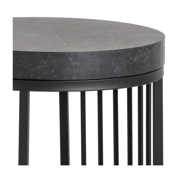 Crni noćni ormarić s pločom stola u mramornom dekoru Strington – Actona-image-4