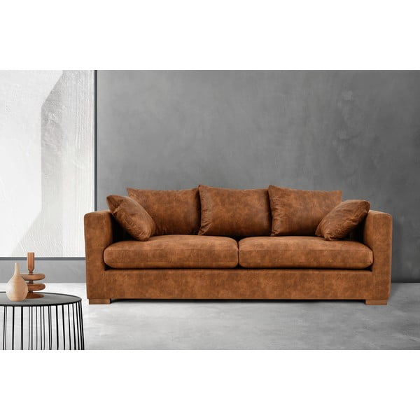 Konjak smeđa sofa od imitacije kože 225 cm Hamburg – Scandic-image-1
