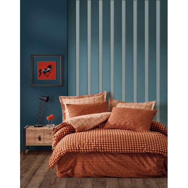 Narančasta pamučna posteljina za jednu osobu Mijolnir Rane Ranforce, 160 x 220 cm