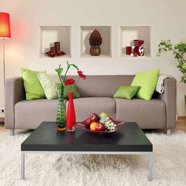 Set od 3 božićne naljepnice s 3D efektom Ambiance Red Candles and Christmas Tree-image-2