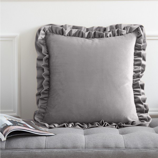 Ukrasni jastuk od samta 43x43 cm Velvet Double Frill – Catherine Lansfield-image-1