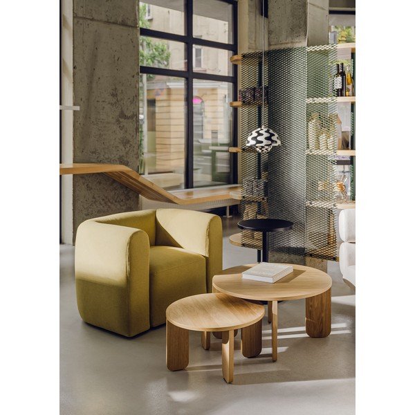 Okrugao stolić za kavu s pločom stola u dekoru hrasta u prirodnoj boji ø 55 cm Kuvu – noo.ma-image-2