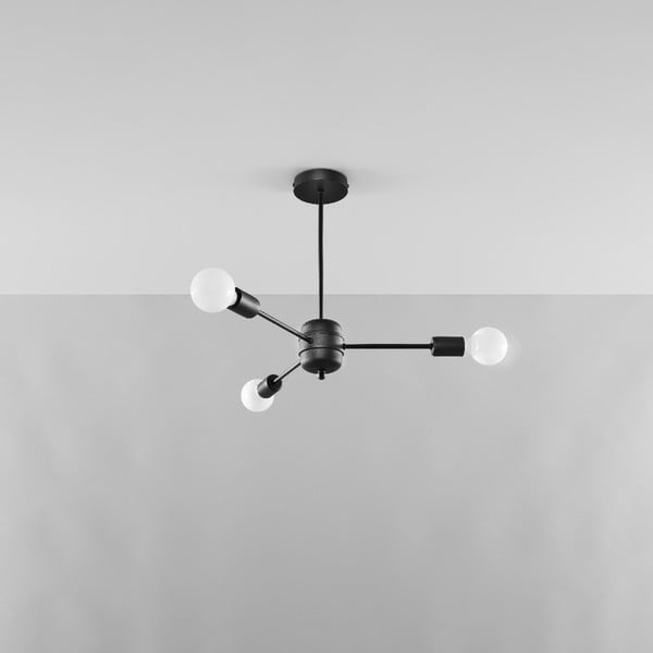 Crna stropna svjetiljka 61x61 cm Benedett – Sollux-image-1