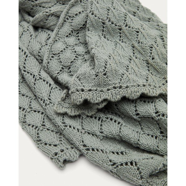 Plava pamučna pletena deka za bebe 70x100 cm Ria – Kave Home-image-1