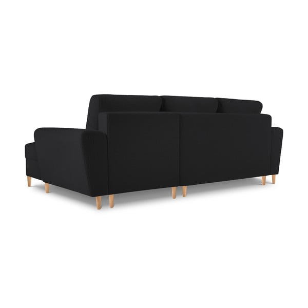 Crna sklopiva/s prostorom za odlaganje kutna garnitura od bouclé tkanine (s desnim kutom/s ležaljkom) Kyoto – Cosmopolitan Design-image-4