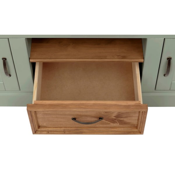 Svijetlo zelena TV komoda od masivnog bora 160x50 cm Selma – Støraa-image-4