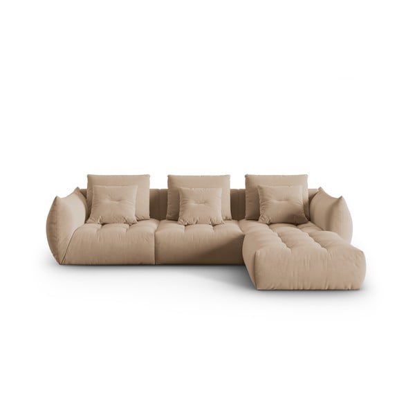 Bež baršunasti kutna garnitura Bloom – Micadoni 