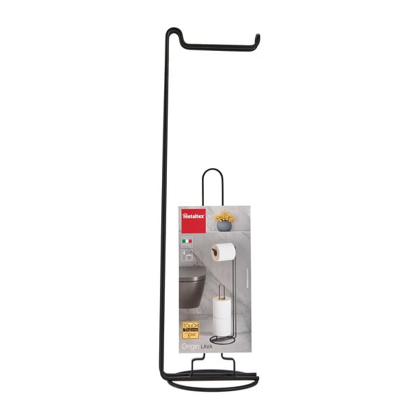 Crni stalak za toalet papir s držačem Metaltex Origin-image-3