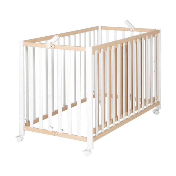 Bijeli/u prirodnoj boji dječji krevet na kotačićima/sklopivi 60x120 cm Fold up – Roba-image-2
