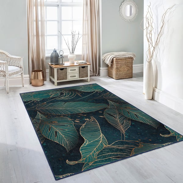 Petrolej zeleni perivi tepih 80x150 cm Midnight Jungle – Mila Home-image-4