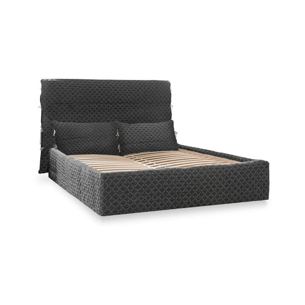 Crni tapecirani bračni krevet s podnicom 160x200 cm Sleepy Luna - Miuform