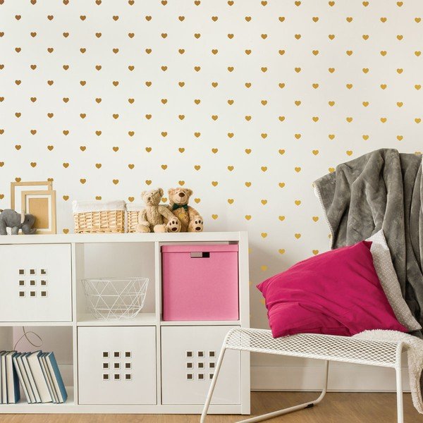 Set od 100 zidnih samoljepljivih naljepnica Ambiance Golden Heart-image-1
