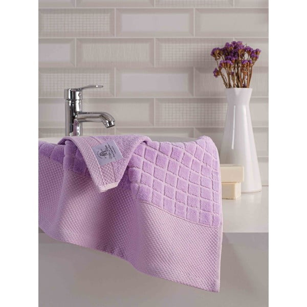 Ljubičasti pamučni set ručnika 2 kom od frotira Square – Mila Home-image-2