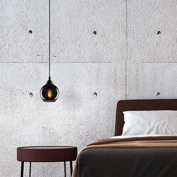 Crna viseća svjetiljka sa staklenim sjenilom ø 15 cm Smoked – Opviq lights-image-4