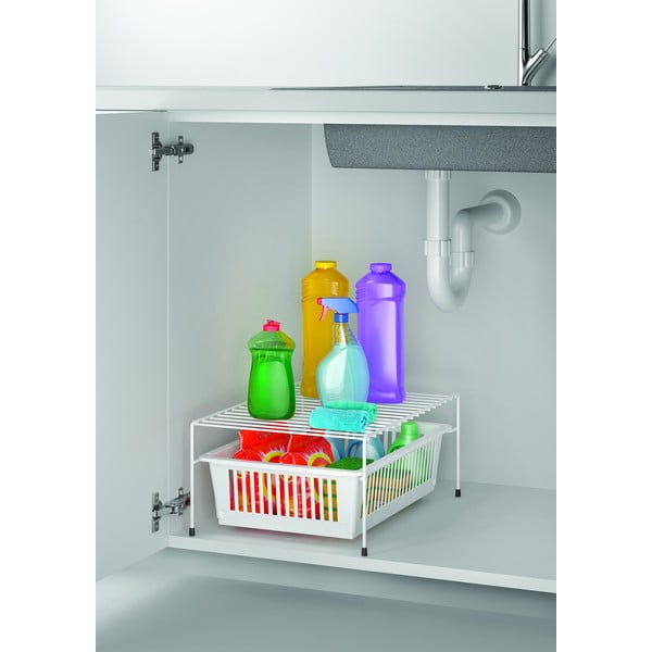 Bijela dodatna polica od nehrđajućeg čelika s prostorom za odlaganje Metaltex Dino-image-3