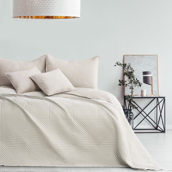 Krem prošiven prekrivač od mikrovlakana 220x240 cm Softa – Restilo-image-1