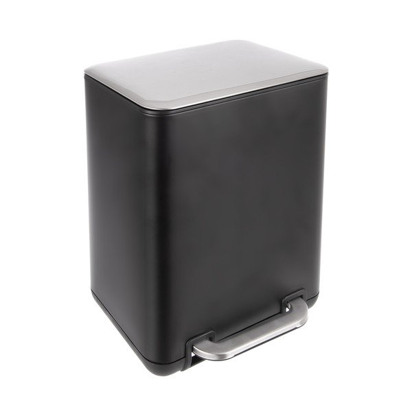 Crna kanta za smeće od nehrđajućeg čelika s pedalom 20 l Black – Orion
