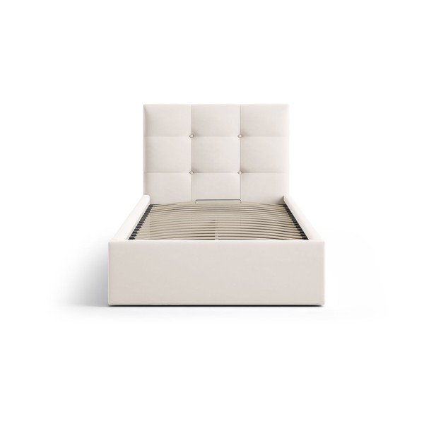 Krem tapecirani krevet s prostorom za odlaganje s podnicom 90x200 cm Phaedra – Micadoni -image-3