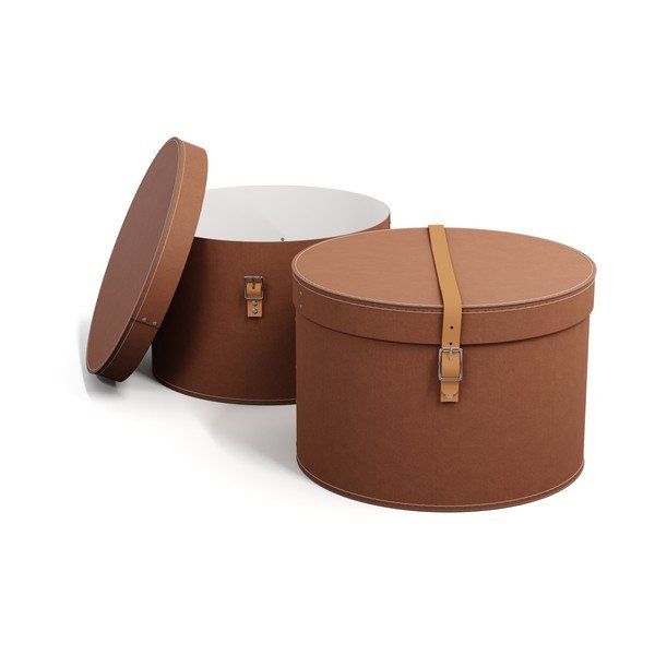 Smeđe kartonske kutije za pohranu u setu  2 kom s poklopcem ø 37,5x25 cm Rut Restore Paper Laminate – Bigso