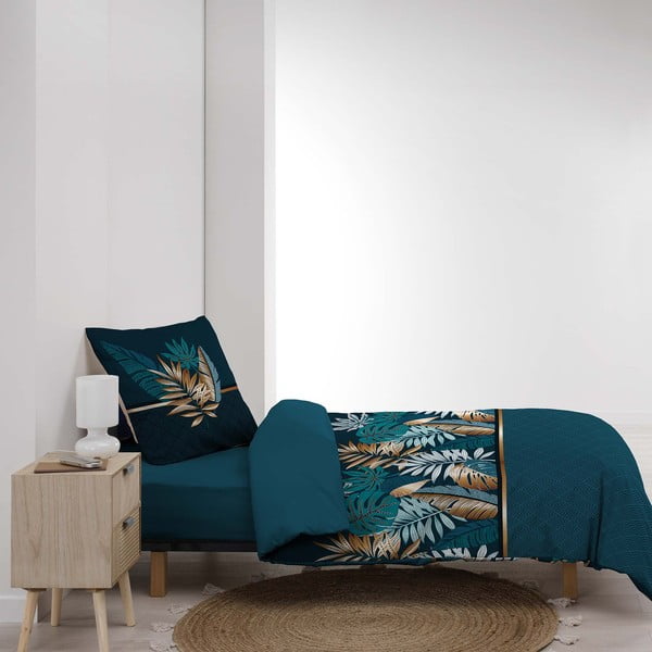 Petrolej zelena pamučna posteljina za krevet za jednu osobu 140x200 cm Alianor – douceur d'intérieur-image-4