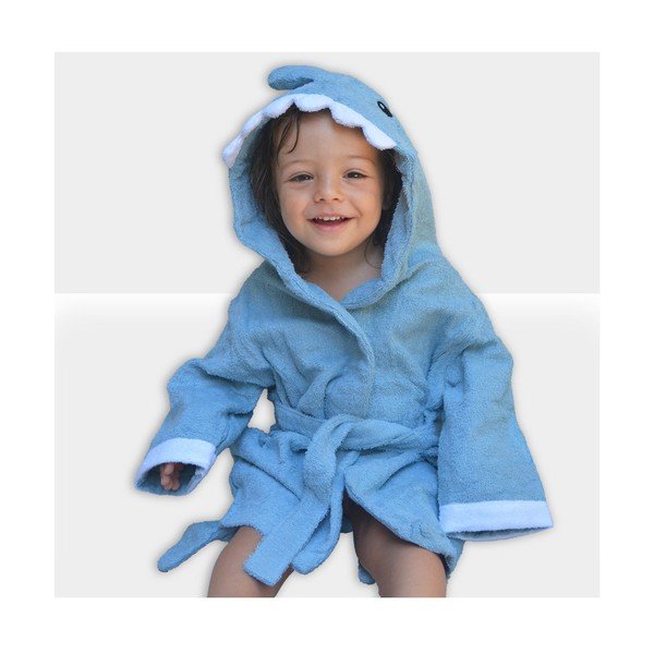 Plavi pamučni dječji kućni ogrtač veličine S Shark - Rocket Baby-image-2