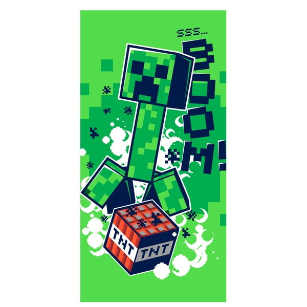 Zeleni pamučan dječji ručnik 70x140 cm Minecraft Boom – Jerry Fabrics