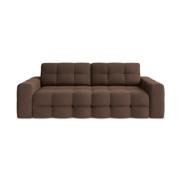 Smeđa sklopiva sofa od bouclé tkanine 255 cm Milu – Makamii