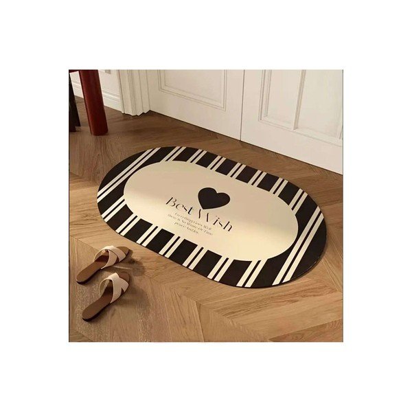 Crna/krem kupaonska prostirka 60x100 cm Best Wish – Foutastic-image-1