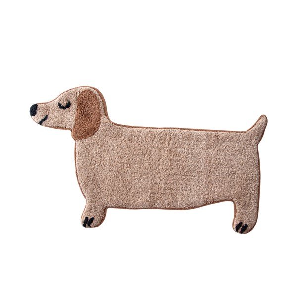 Bež tekstilna kupaonska prostirka 47x80 cm Sausage Dog – Sass & Belle