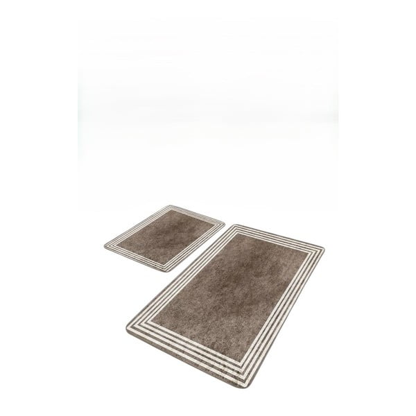 Smeđe-sive od samta kupaonske prostirke u setu 2 kom 60x100 cm – Mila Home