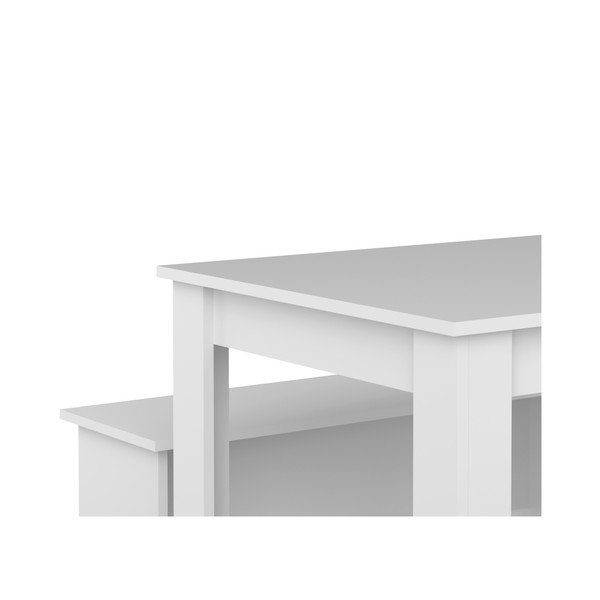 Bijeli stol za blagovanje s 2 TemaHome Nice klupe-image-3