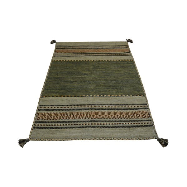 Zeleno-smeđi pamučni tepih Webtappeti Antique Kilim, 60 x 90 cm