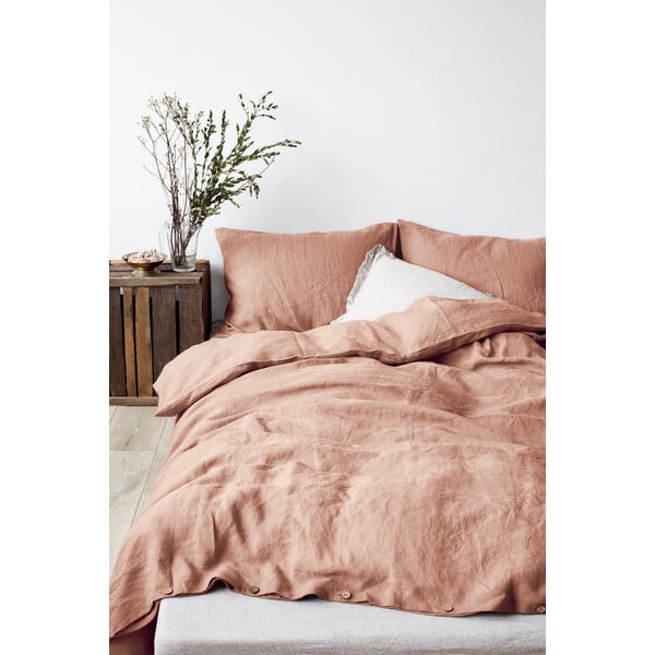 Terracotta smeđa lanena jastučnica Linen Tales, 70 x 90 cm-image-1