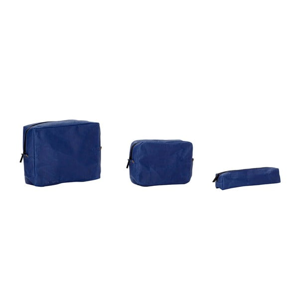 Set od 3 plave Hübsch Haagan kozmetičke torbice