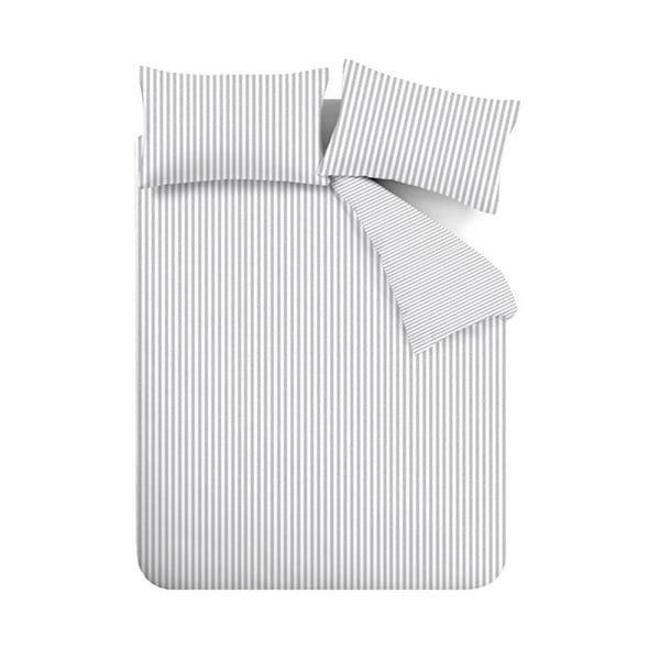 Siva flanelska posteljina za krevet za jednu osobu 135x200 cm Stripe – Catherine Lansfield