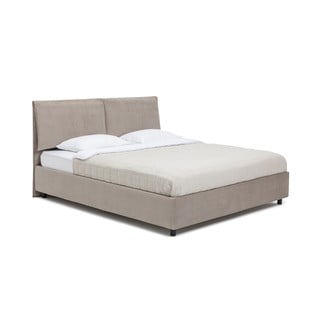 Smeđe-sivi tapecirani bračni krevet s podnicom i prostorom za odlaganje 160x200 cm Myra Pillow – Bonami Selection