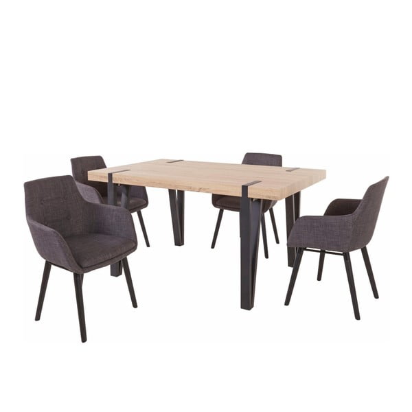Set blagovaonskog stola i 4 tamnosive stolice za blagovanje Støraa Shelia Buckley