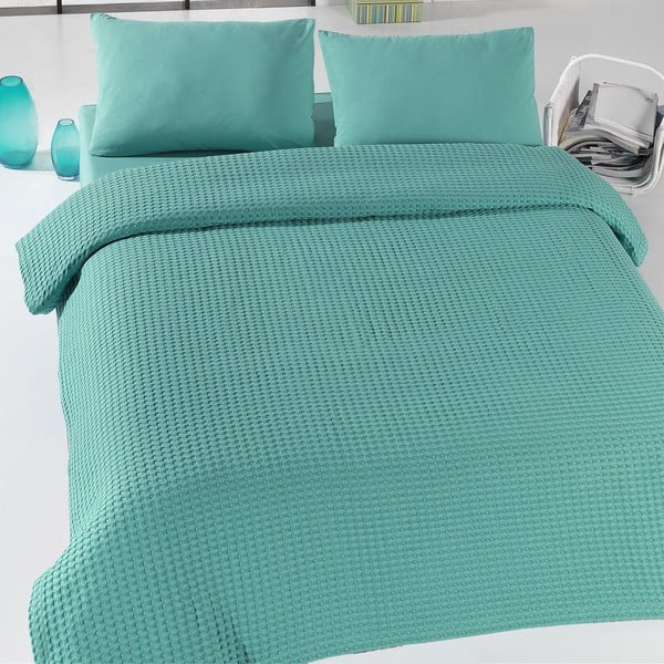 Zeleni lagani prekrivač za kreveT&Green Pique, 200 x 230 cm