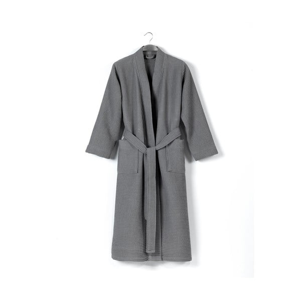 Sivi pamučni kućni ogrtač veličine L Mia Waffle - Foutastic-image-1