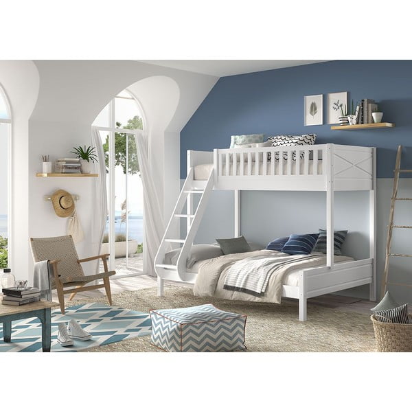 Bijeli dječji krevet na kat 140x200/90x200 cm Scott - Vipack-image-3