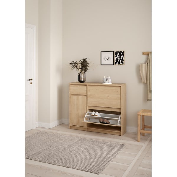 Preklopni ormarić za cipele u dekoru hrasta u prirodnoj boji 109x93x32 cm Naia – Tvilum-image-1