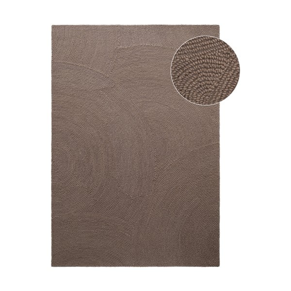 Ručno rađen vunen tepih smeđe-sivi 80x150 cm Eleni Taupe – Hanse Home