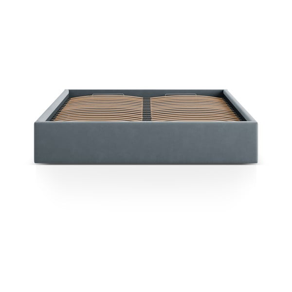 Svijetlo plavi tapecirani bračni krevet s prostorom za odlaganje/bez uzglavlja s podnicom 140x200 cm Susan – Micadoni -image-2