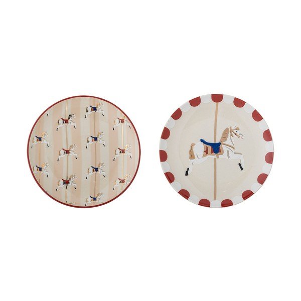 Krem desertni tanjuri u setu 2 kom s božićnim motivom od kamenine ø 16 cm Merry-go-round – Bloomingville