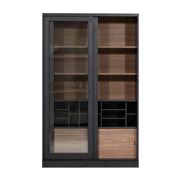 Crna/u prirodnoj boji vitrina od masivnog bora s kliznim vratima 125x200 cm James – WOOOD-image-3