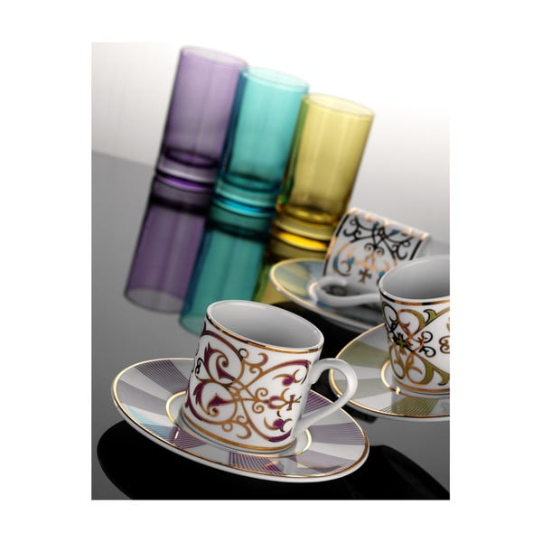 Set šalica i čaša za kavu Golden line, 12 kom