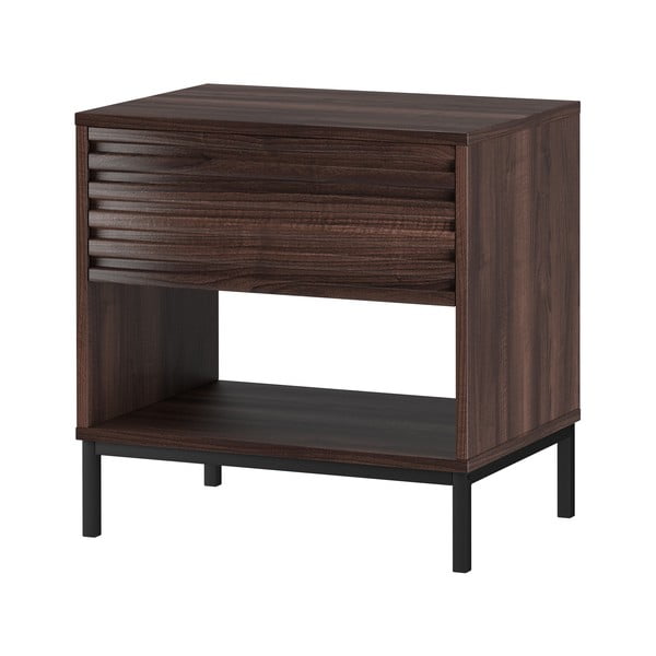 Tamno smeđi noćni ormarić s pločom stola u dekoru oraha Celine – Støraa-image-1