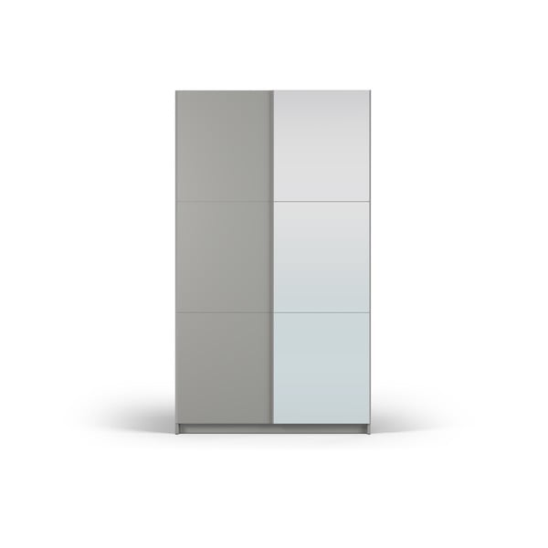 Sivi ormar s ogledalom i kliznim vratima 122x215 cm Lisburn - Cosmopolitan Design