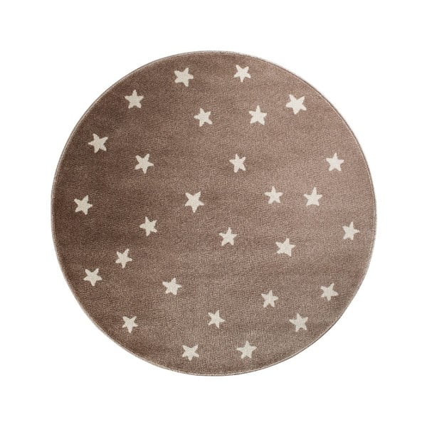 Smeđi okrugli tepih sa zvjezdicama KICOTI Stars, ø 80 cm