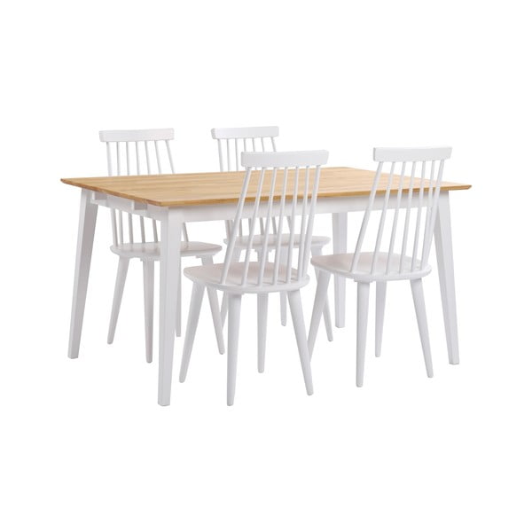 Blagovaonski stol od hrastovine s bijelim nogama Rowico Mimi, 140 x 90 cm-image-3